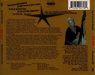 CD: Suzy-Q and her Be-Bop Boys - Cool Baby (back cover)