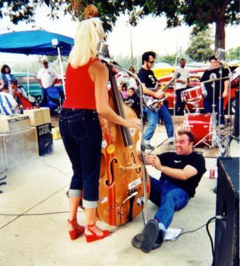Pete keeps the beat on the slap bass.