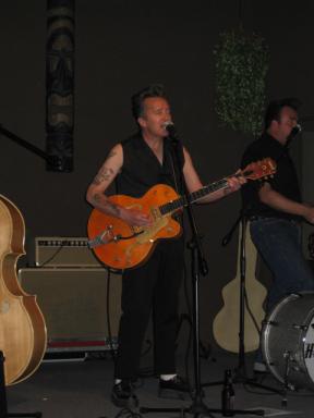 Buddy sings an Eddie Cochran song at the Bamboo Lounge